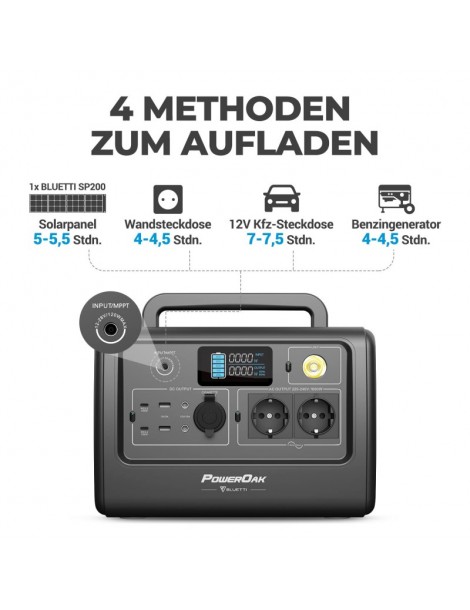 BLUETTI EB70 Portable Power Station 716Wh/1000W Solar Generator Car Port/MPPT Solar Charging AC/DC/USB-A/Type-C Port