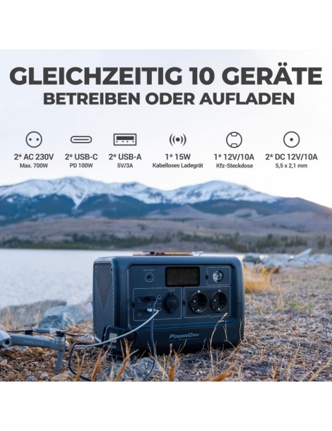 BLUETTI EB70 Portable Power Station 716Wh/1000W Solar Generator Car Port/MPPT Solar Charging AC/DC/USB-A/Type-C Port