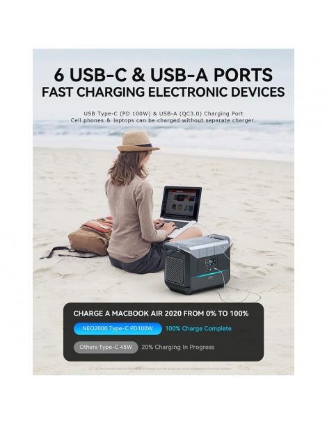 DaranEner NEO2000 Stazione Di Energia Portatile Generatore Solare Con Batteria LiFePO4 Da 2073 6Wh Uscita AC Da 2000W