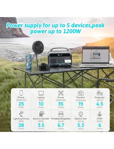 DaranEner NEO300 Pro Centrale Elettrica Portatile Batteria LiFePO4 Da 299Wh Uscita 600W 5 Porte 4 Modalità LED