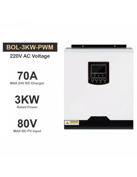 DAXTROMN Inverter Solare Off Grid Da 3KW Caricatore PWM Da 24V DC 70A Ingresso PV 80VDC Inverter Sinusoidale Puro Senza WiFi