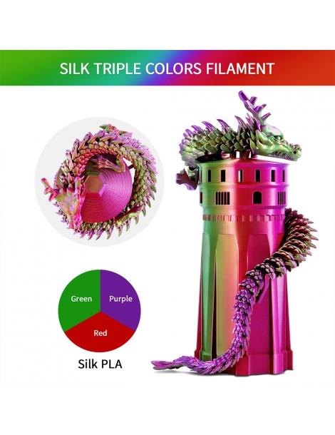 ERYONE Filamento PLA Seta Tricolore 1kg - Rosso Viola E Verde