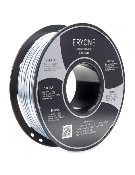 ERYONE Seta PLA Filamento Per Stampante 3D 1 75 Mm Tolleranza 0 03 Mm 1 Kg (2 2 Libbre)/Pool - Argento