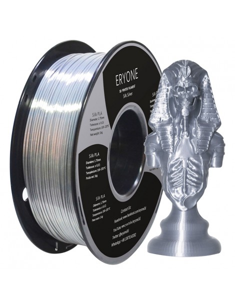 ERYONE Seta PLA Filamento per stampante 3D 1 75 mm Tolleranza 0 03 mm 1 kg (2 2 libbre)/Pool - Argento