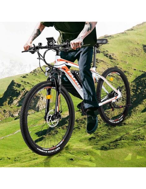 FAFREES Bici Elettrica Da 26 Pollici 250 W Con Batteria Agli Ioni Di Litio Da 36 V 10 Ah SHIMANO 21 Velocità-Bianco