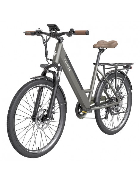 FAFREES F26 Pro 26'' E-Bike Da Città Passo-passo 25 Km/h Motore 250W 36V 10Ah Batteria Incorporata Rimovibile-Grigio