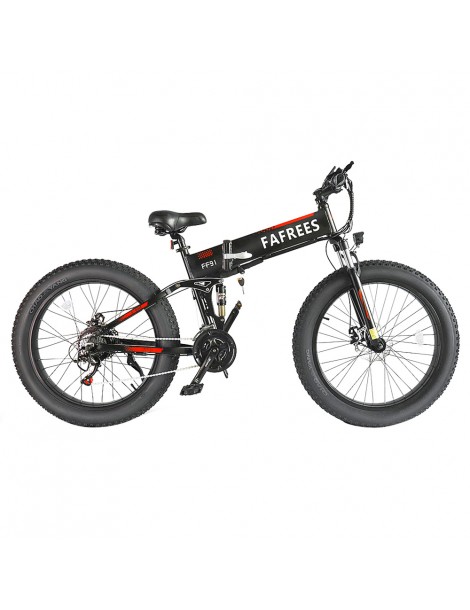 FAFREES FF91 26 Pollici Pneumatici Grassi Mountain Bike Elettrica Pieghevole Motore 1000W E Batteria 499Wh 10Ah - Nero