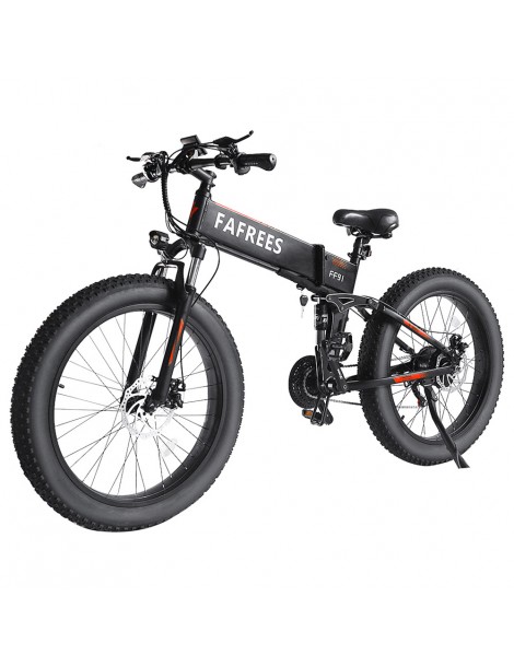 FAFREES FF91 26 Pollici Pneumatici Grassi Mountain Bike Elettrica Pieghevole Motore 1000W E Batteria 499Wh 10Ah - Nero