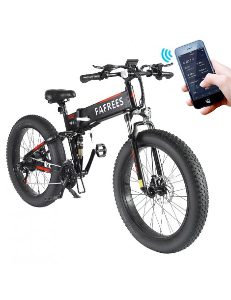 FAFREES FF91 26 Pollici Pneumatici Grassi Mountain Bike Elettrica Pieghevole Motore 1000W e Batteria 499Wh 10Ah - Nero