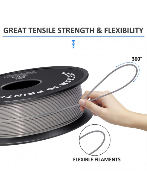 Filamento PLA Geeetech Per Stampante 3D Precisione Dimensionale 1 75 Mm /- 0 03 Mm Rocchetto Da 1 Kg (2 2 Libbre) - Grigio