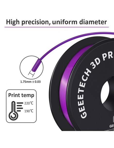Filamento PLA Geeetech Per Stampante 3D Precisione Dimensionale 1 75 Mm /- 0 03 Mm Bobina Da 1 Kg (2 2 Libbre) - Viola