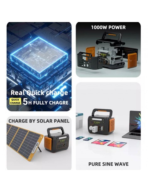 Flashfish A1001 Generatore Solare Portatile 1030Wh/1000W 278400mAh Porte CA A Onda Sinusoidale Pura 7 Uscite - Spina UE