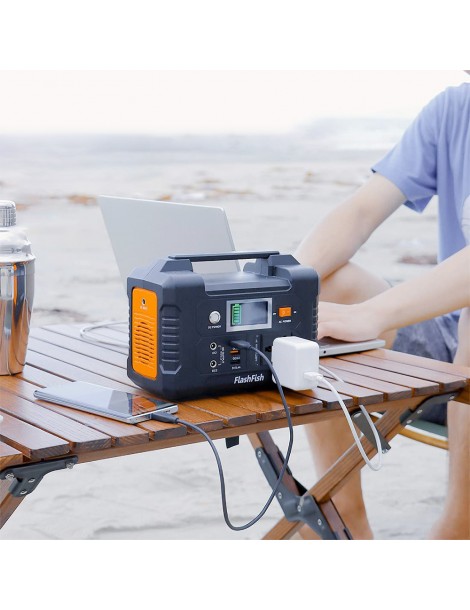 FlashFish E200 151WH/200W Stazione Di Alimentazione Portatile Con 7 Porte Di Ricarica Solare/AC/Spina Auto
