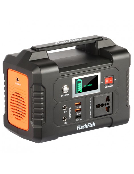 FlashFish E200 151WH/200W Stazione di Alimentazione Portatile con 7 Porte di Ricarica Solare/AC/Spina Auto