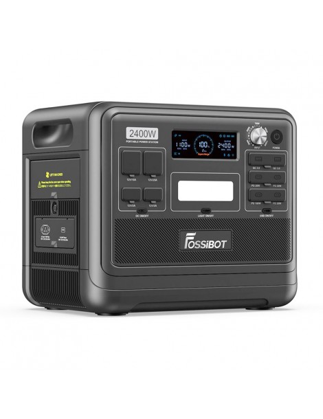 FOSSiBOT F2400 Generatore Solare Portatile Da 2048Wh/2400W+Fossibot SP200 18V 200W Pannello Solare Pieghevole - Nero