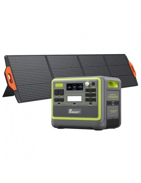 FOSSiBOT F2400 Generatore Solare Portatile Da 2048Wh/2400W+SP200 18V 200W Pannello Solare Pieghevole - Verde