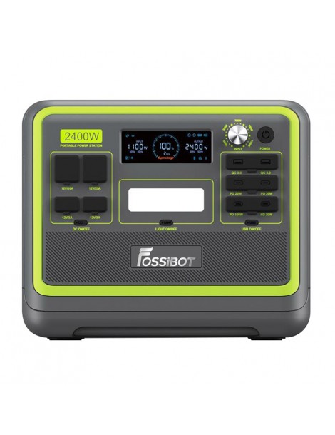 FOSSiBOT F2400 Generatore Solare Portatile da 2048Wh/2400W+SP200 18V 200W Pannello Solare Pieghevole - Verde