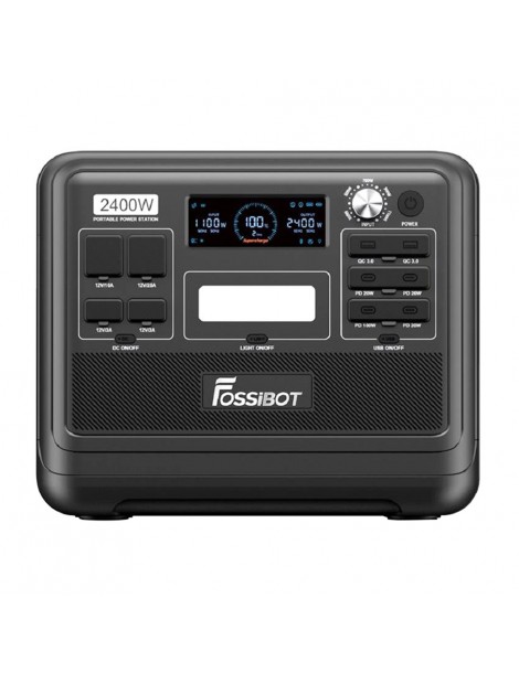 FOSSiBOT F2400 Generatore Solare Portatile da 2048Wh/2400W+Fossibot SP200 18V 200W Pannello Solare Pieghevole - Nero