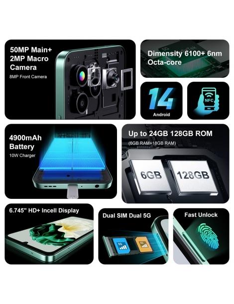 FOSSiBOT S1 5G 6GB+128GB Smartphone Schermo Da 6 745 Pollici Fotocamera Da 50MP NFC GPS Android 14 - Nero