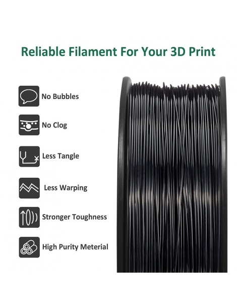 Geeetech Filamento ABS Per Stampante 3D Precisione Dimensionale 1 75 Mm /- 0 03 Mm Bobina Da 1 Kg (2 2 Libbre) - Nero