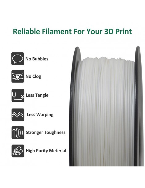 Geeetech Filamento ABS Per Stampante 3D Precisione Dimensionale 1 75 Mm /- 0 03 Mm Bobina Da 1 Kg (2 2 Libbre) - Bianco