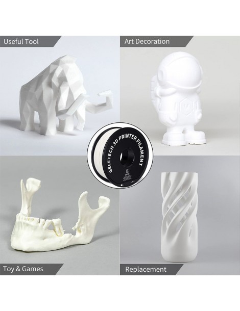 Geeetech Filamento ABS Per Stampante 3D Precisione Dimensionale 1 75 Mm /- 0 03 Mm Bobina Da 1 Kg (2 2 Libbre) - Bianco