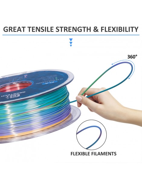 Geeetech Filamento PLA Di Seta Per Stampante 3D Precisione Dimensionale Di 1 75 Mm /- 0 03 Mm Bobina Da 1 Kg - Arcobaleno
