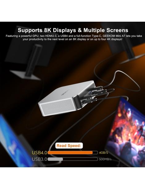 GEEKOM A7 Mini PC AMD Ryzen 9 7940HS 8 Core Fino A 5 2GHz 32GB RAM 2TB SSD WiFi 6E Bluetooth 5.2