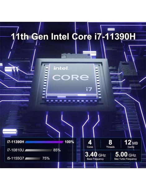 GEEKOM IT11 Mini PC Intel Core I7-11390H 4 Core Fino A 5.0GHz 32GB RAM 1TB SSD 1*HDMI 1*Mini DP 2*USB 4.0 8K UHD 4 Schermi D