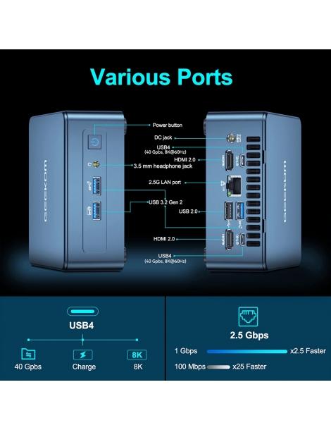 GEEKOM IT12 Mini PC Intel I5-12450H 8 Core Fino A 4 40 GHz 16 GB Di RAM 512 GB SSD 2*USB 4 2*HDMI 2.0