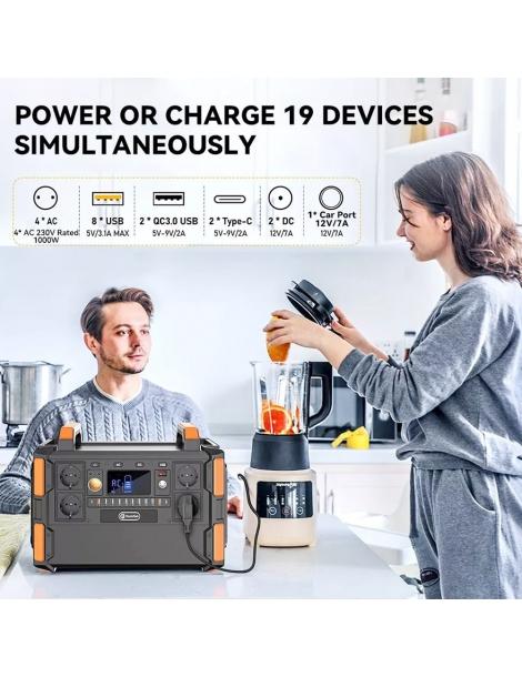 Generatore Solare Portatile Flashfish F132 1041.6Wh/1000W Batteria LiFePo4 Uscita 230V AC 19 Uscite Versione UE