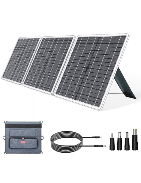 GOFORT Pannello Solare Portatile 18V 60W con Tre Porte di Uscita DC/QC3.0/USB-A