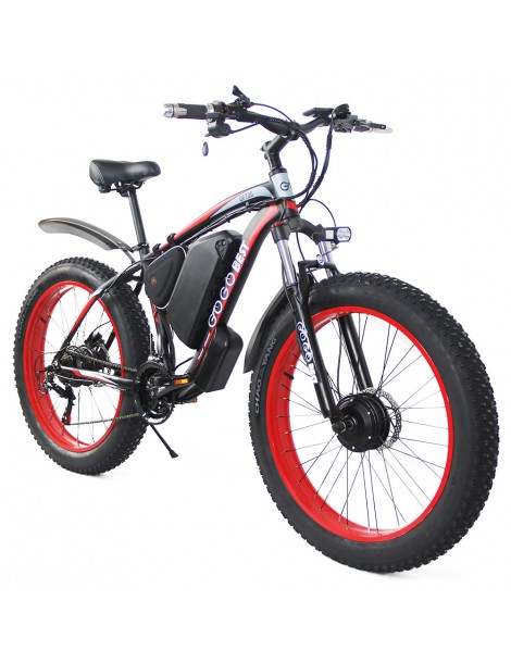 GOGOBEST GF700 26*4.0 Pneumatici Grassi Mountain Bike Elettrica 1000W Motore Brushless 48V 17 5Ah Batteria – Rosso