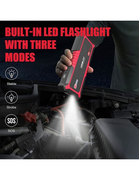 GOOLOO GP2000 Avviatore Di Emergenza Per Auto Con Picco Di 2000A Jump Box Da 12V Alimentatore Da 19800mAh - Rosso