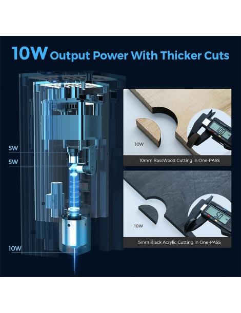 Gweike Cloud G1 10W Laser Engraver Cutter Air Assist 0.08x0.06mm Laser Spot 400mm/s Speed