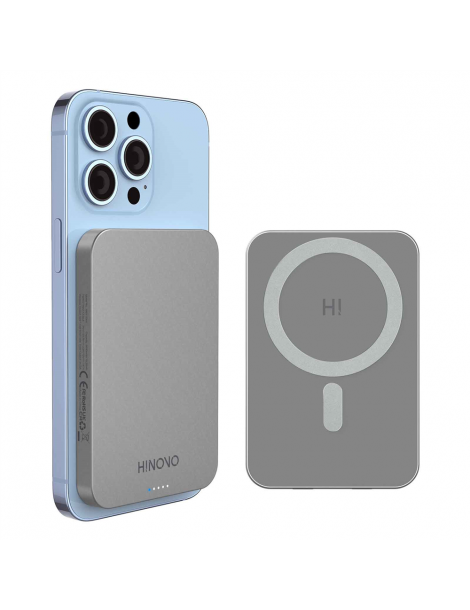 HINOVO MB1-5000 5000mAh Power Bank Wireless Magnetico In Metallo Batteria Mag-Safe Per IPhone 14/13/12