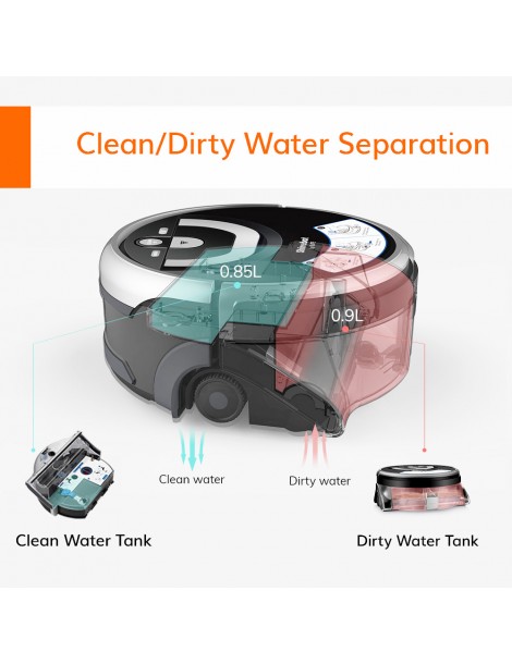 ILIFE W400 1000Pa Robot Lavapavimenti 900ml Serbatoio D'acqua Pianificazione Giroscopica 4 Modalità Di Pulizia