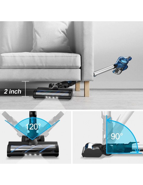INSE S6P Aspirapolvere Portatile A Batteria 23KPa Potenza Di Aspirazione 250W Motore 2500mAh Batteria – Blu