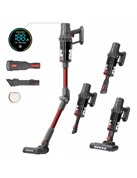 JIGOO C500 Aspirapolvere senza fili con motore da 500W aspirazione da 33KPa tubo metallico pieghevole autonomia di 60 minuti