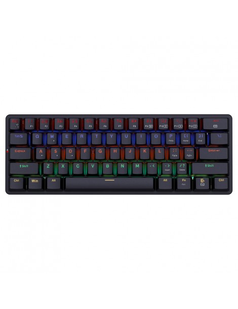 K615-R Elise Tastiera Meccanica Cablata Rabinbow Retroilluminata A LED Interruttore Blu Ultrasottile A 61 Tasti - Nero