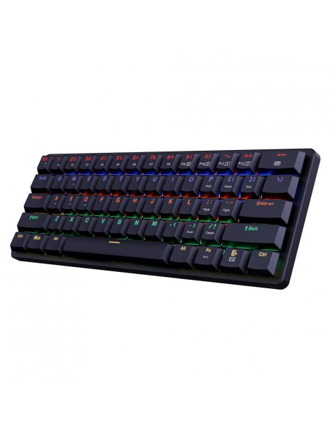 K615-R Elise Tastiera Meccanica Cablata Rabinbow Retroilluminata A LED Interruttore Blu Ultrasottile A 61 Tasti - Nero