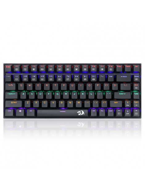 K629-KB 75% Arcobaleno LED Retroilluminazione Tastiera Meccanica Da Gioco 84 Tasti Interruttore Blu-nero