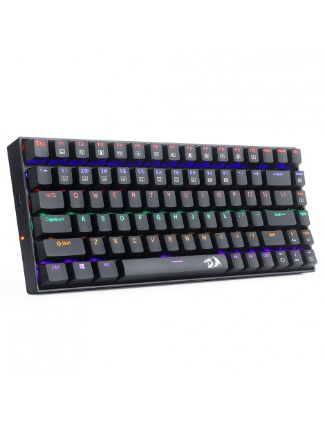 K629-KB 75% Arcobaleno LED Retroilluminazione Tastiera Meccanica Da Gioco 84 Tasti Interruttore Blu-nero