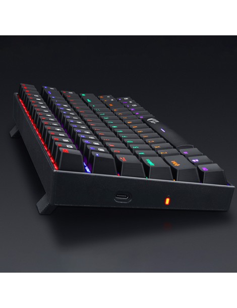K629-KB 75% Arcobaleno LED Retroilluminazione Tastiera Meccanica Da Gioco 84 Tasti Interruttore Blu-nero