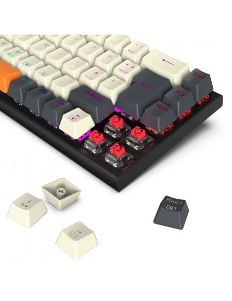 K633CGO-RGB Ryze Tastiera Da Gioco Meccanica Compatta A 68 Tasti Layout Tedesco Interruttore Rosso Retroilluminato RGB