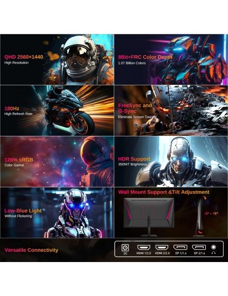 KTC Q24T09 Monitor Da Gioco Pannello IPS Veloce Risoluzione 2560x1440 180 Hz HDR10 Luce Blu Ridotta
