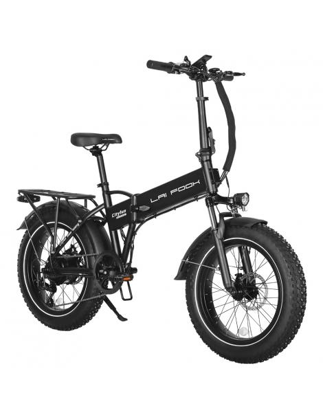 LAIFOOK Cityfun Bici Elettrica Pieghevole Motore Brushless 250W Batteria 48V 10.4AH Pneumatici Grassi 20 X 4.0 Pollici - Nero