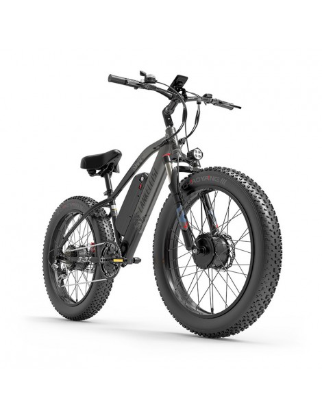 LANKELEISI MG740 PLUS 26*4.0'' Pneumatici Bici Elettrica 1000W*2 Doppio Motore 48V 17.5Ah Batteria - Grigio