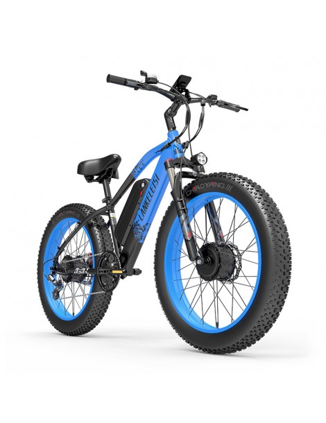 LANKELEISI MG740 PLUS 26*4.0'' Pneumatici Bici Elettrica 1000W*2 Doppio Motore 48V 17.5Ah Batteria - Blu