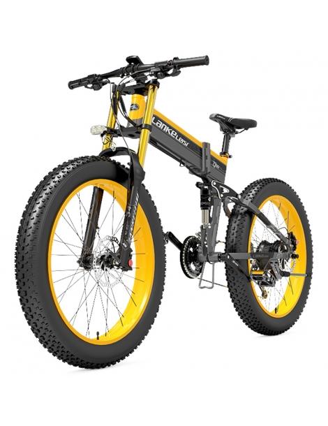 LANKELEISI T750 Plus 26*4.0 Pollici Fat Tire Bici Elettrica Pieghevole - 48V 1000W Motore & 17.5Ah Batteria Al Litio - Giallo